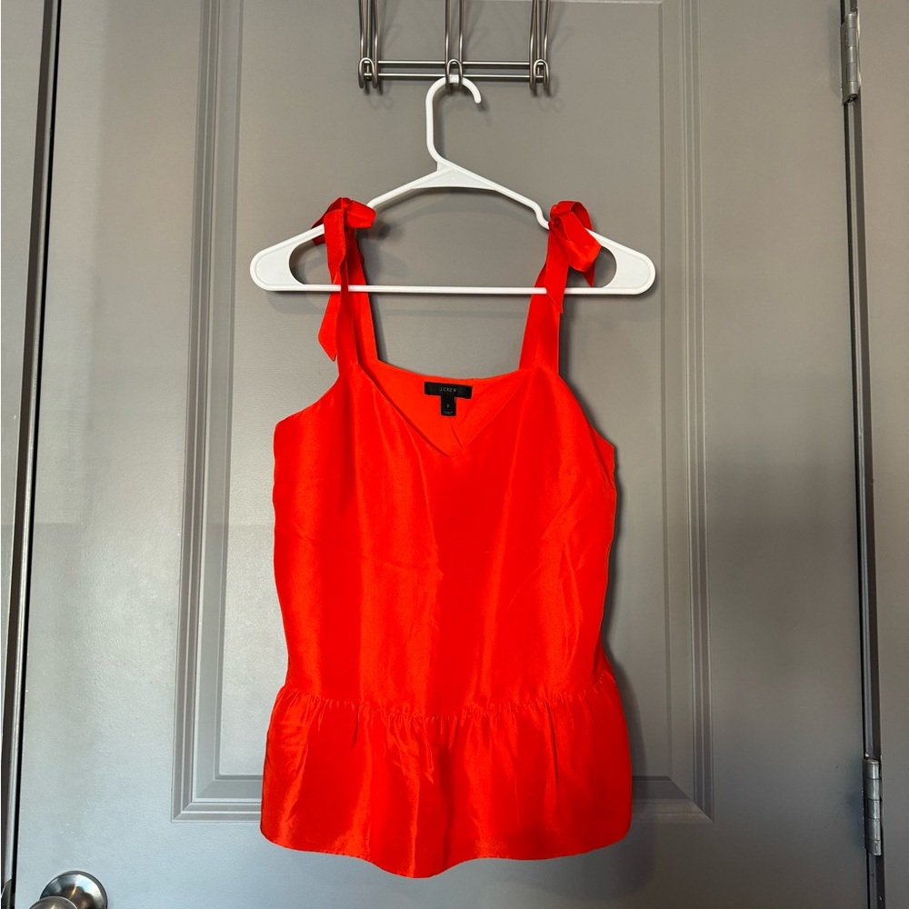J. Crew Vivid Red Tank Top with Tie Straps
